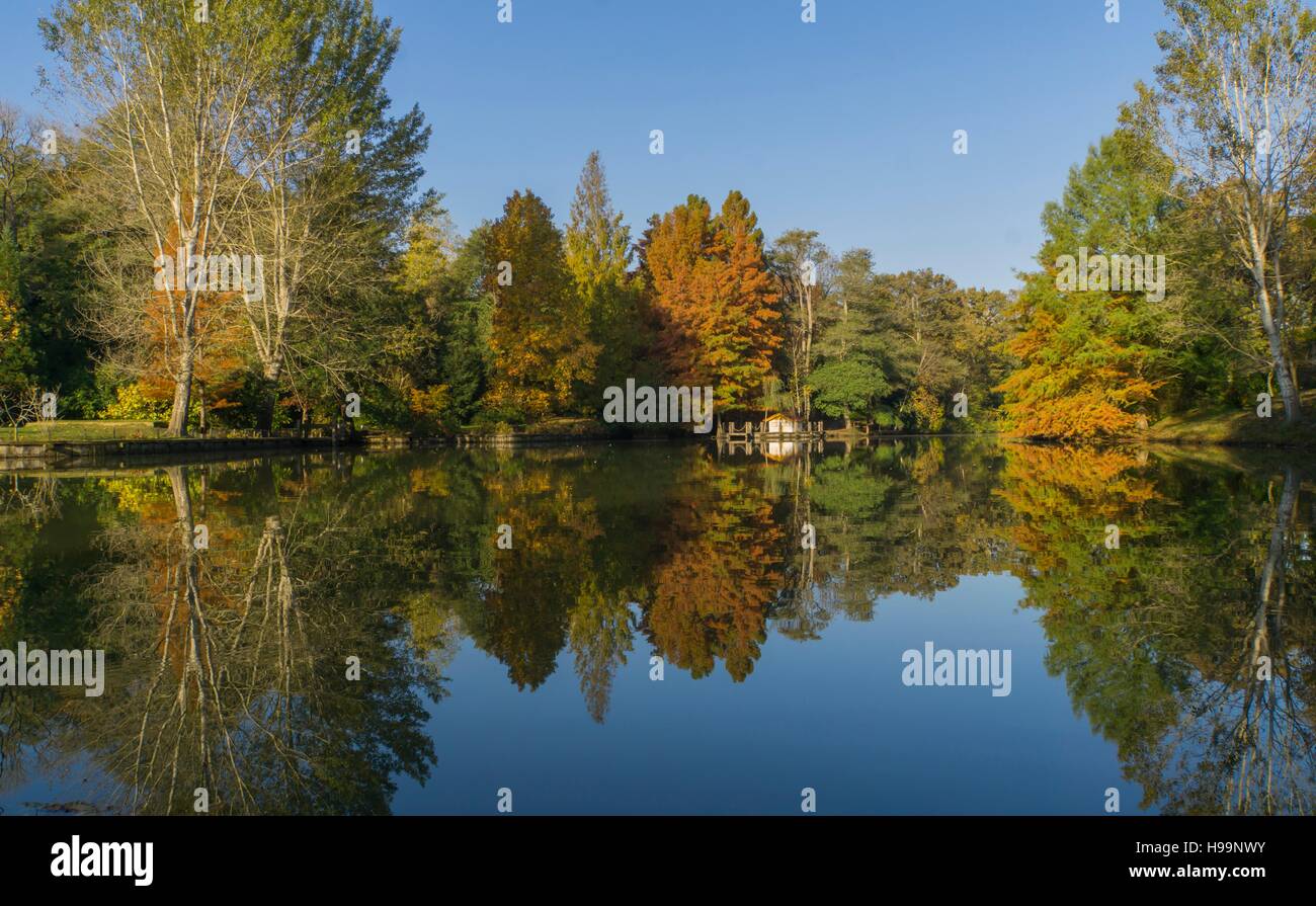 View of a pond in Atatürk Arboretum in istanbul, Turkey Stock Photo