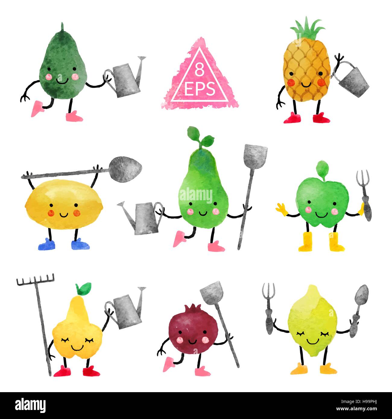Watercolor set fruits Stock Vector Images - Alamy