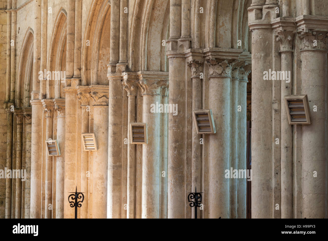 Detail of the gothic columns in abbey church of Saint Pierre in