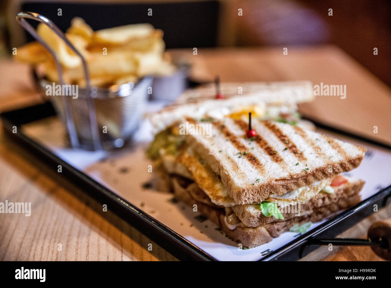 Closeup of toasted bread in restaurant Stock Photo Alamy
