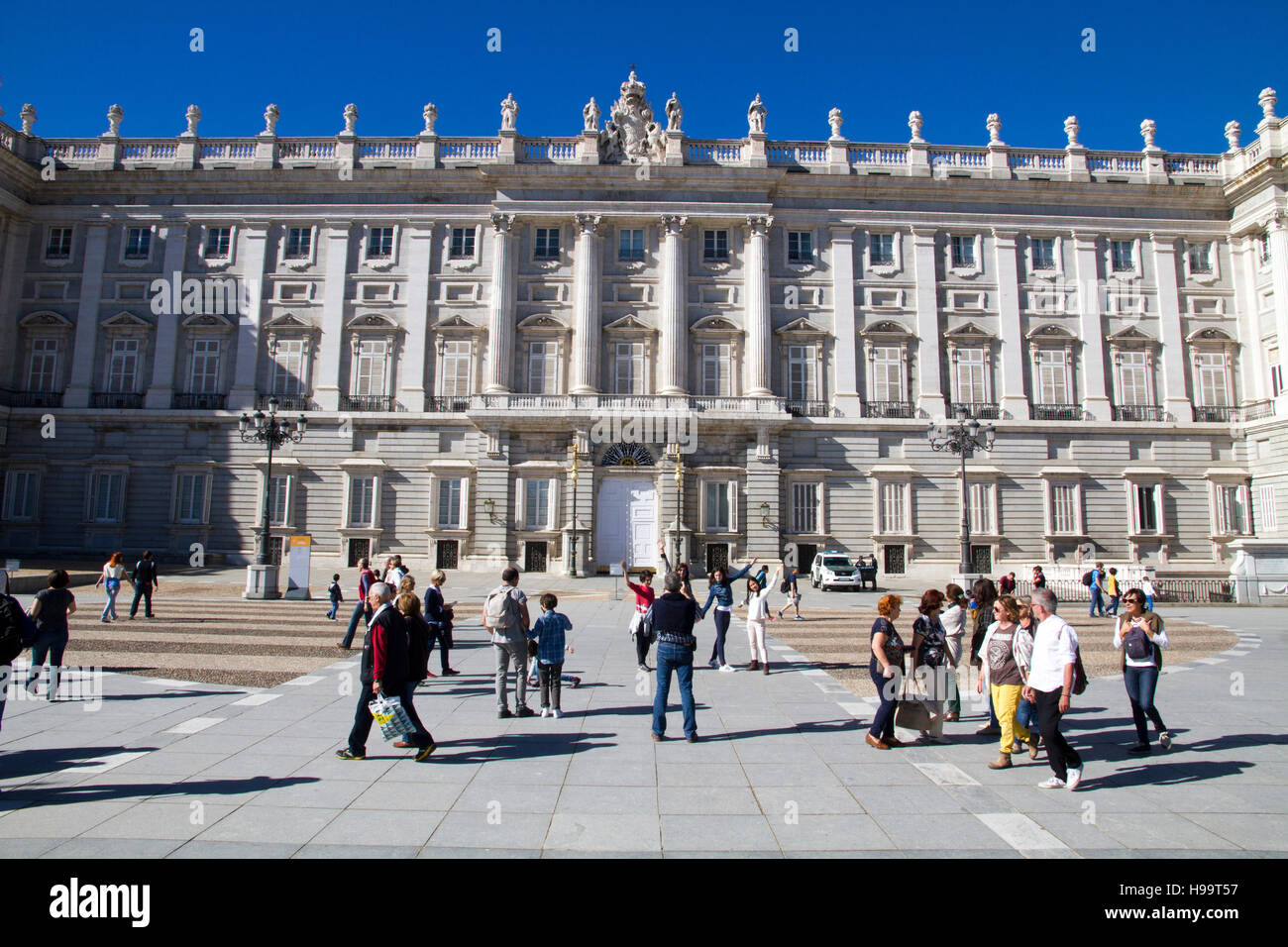 Madrid Spain Palace Real people family visiting Stock Photo