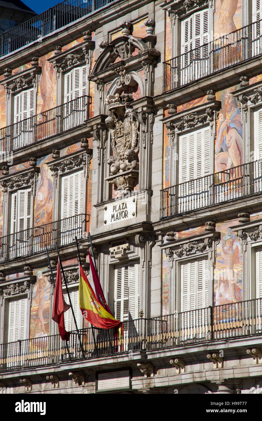 Madrid Spain Placa Mayor edifice building architecture decoration Stock ...