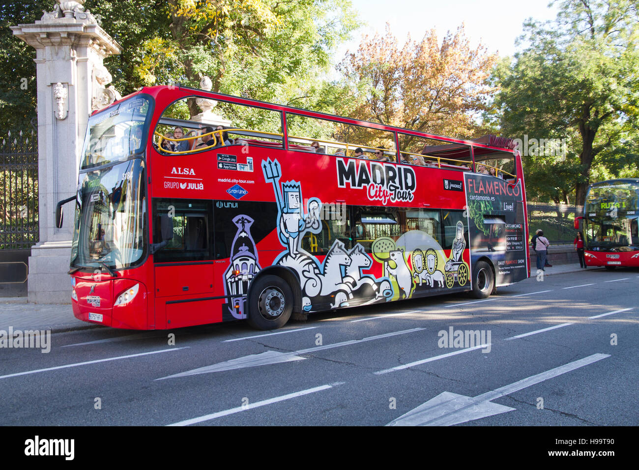 Madrid Spain touristic red bus Stock Photo Alamy