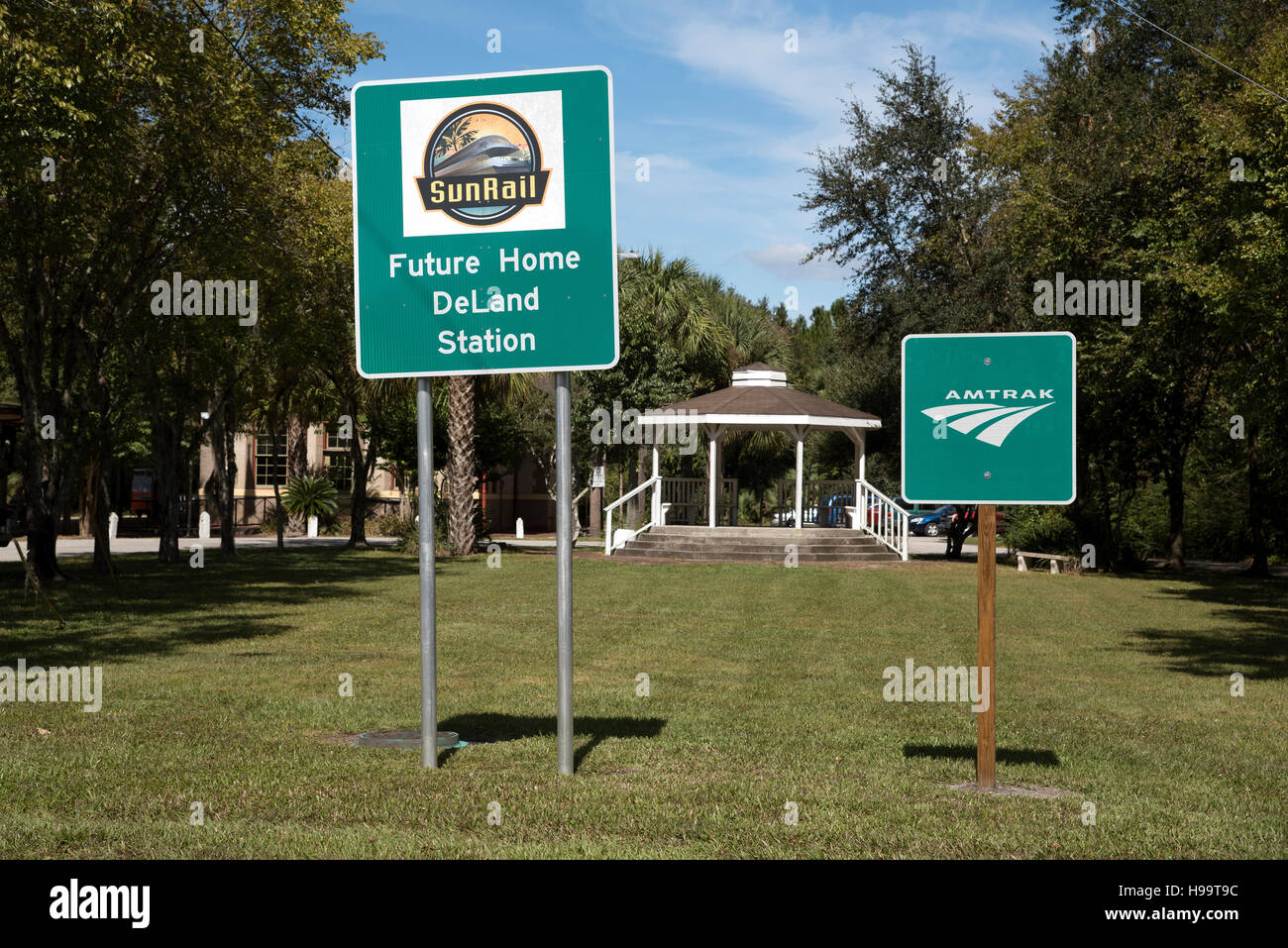 Sunrail Sign DeLand Florida USA - Sunrail and Amtrak Information signs at DeLand ...