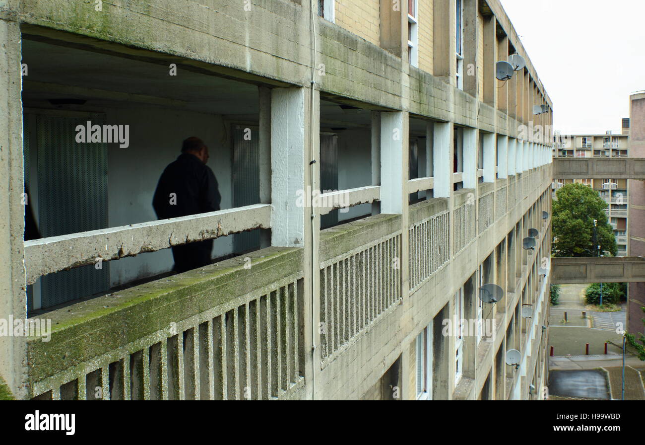 A deck or 'street in the sky' in an uninhabited flank of Park Hill