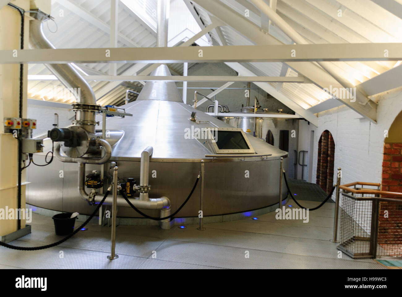 Stainless steel fermenting vat inside Bushmills Whiskey Distillery