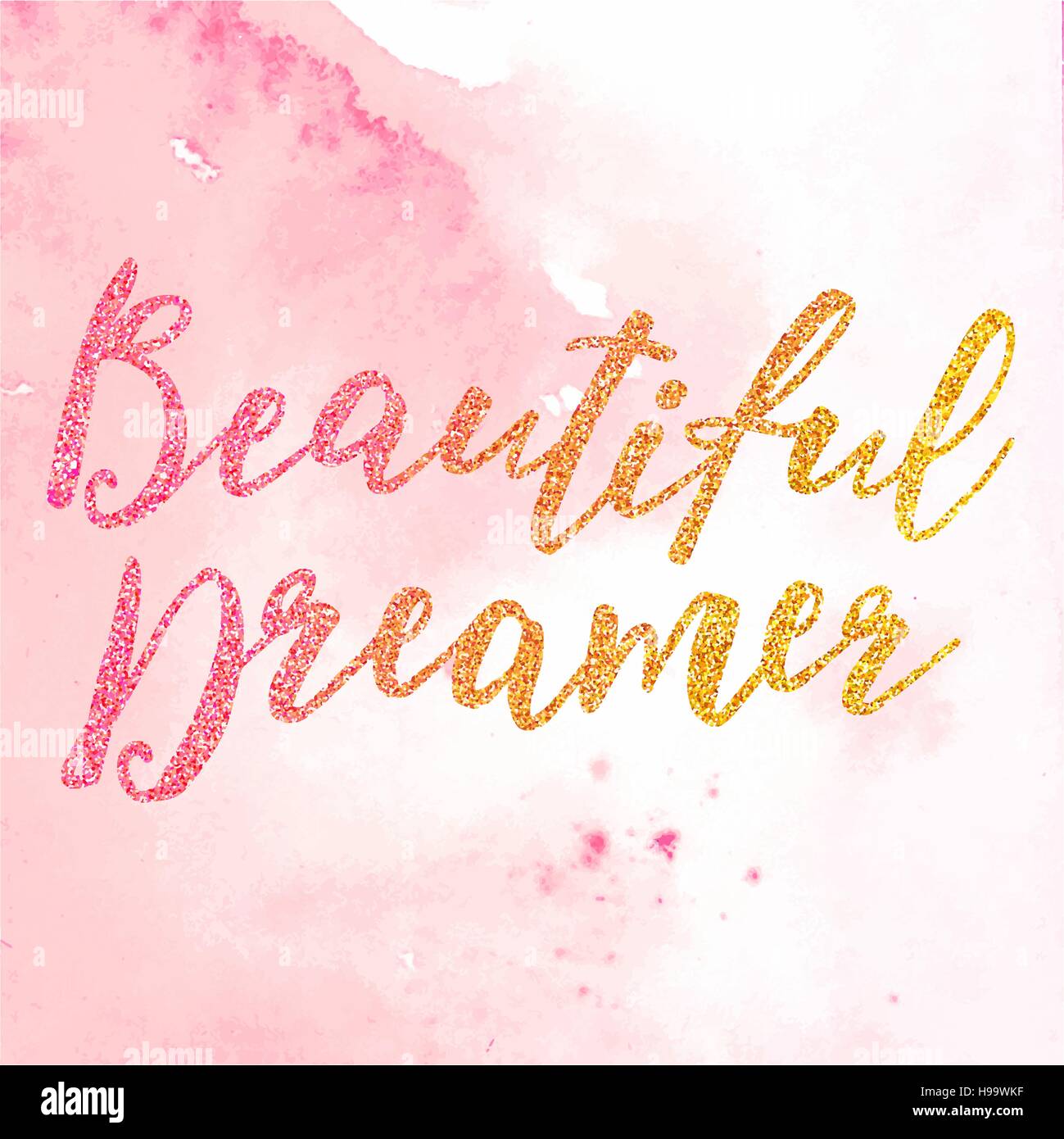 Vector. Hand drawn inscription Beautiful Dreamer isolated on the white background. Stock Vector