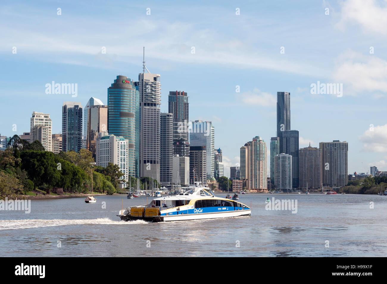 City view across Brisbane River from Kangaroo Point, Brisbane City, Brisbane, Queensland, Australia Stock Photo
