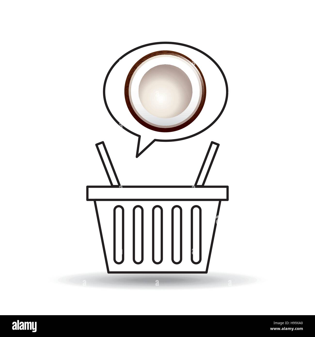 basket market sweet coconut icon design vector illustration eps 10 Stock Vector