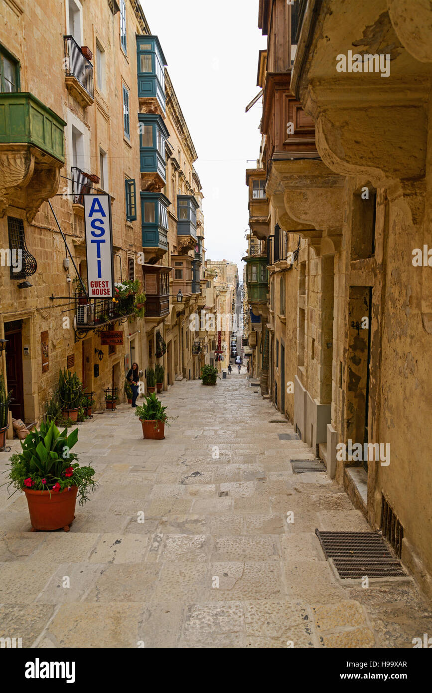St Ursula Street - Valletta, Malta Stock Photo