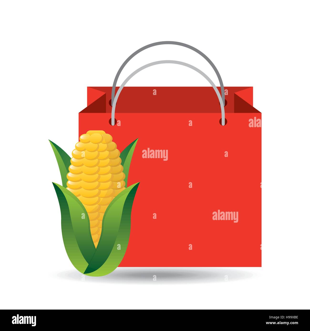 red bag buying corn cob vegetable vector illustration eps 10 Stock Vector