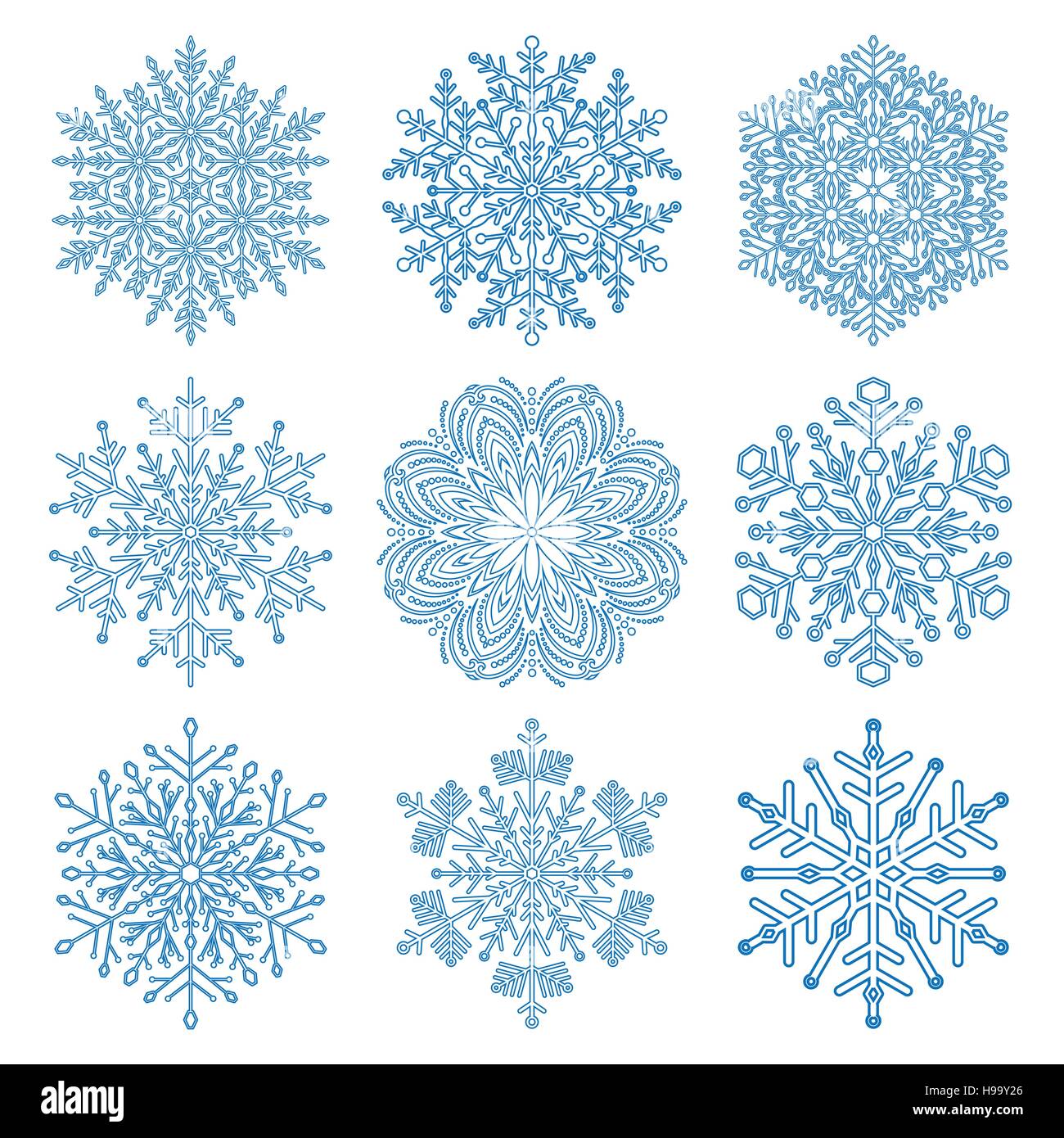 Set of Vector Snowflakes Stock Vector Image & Art - Alamy