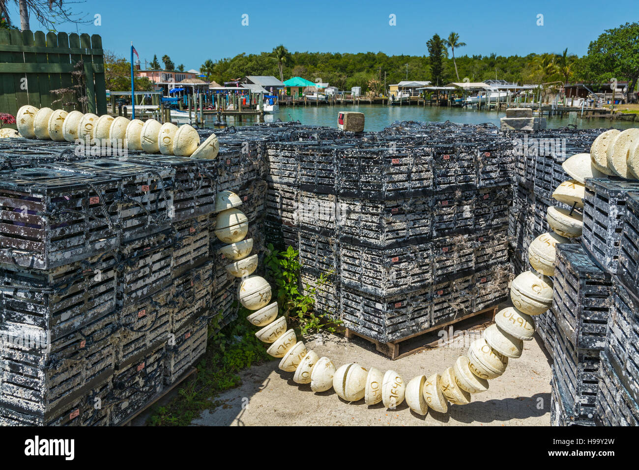 Florida, Collier County, Marco Island, Goodland fishing village, Stone Crab  pots Stock Photo - Alamy