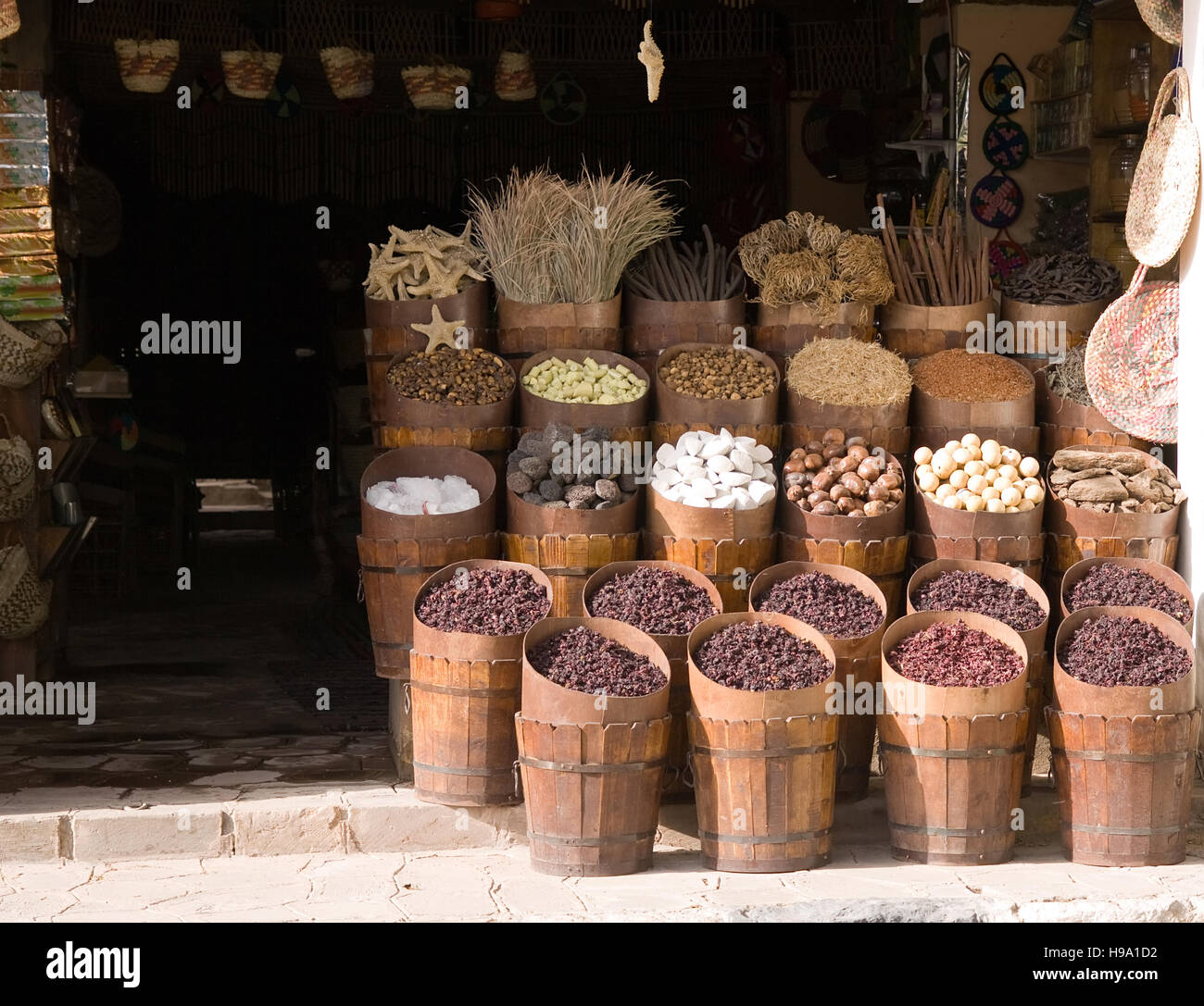 aswan market, spice on display Stock Photo