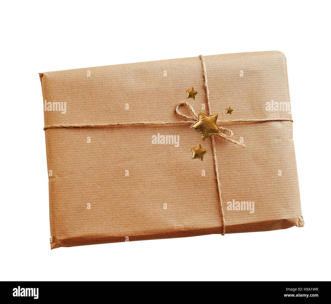 envelope kraft paper tied with string on a white background Stock Photo