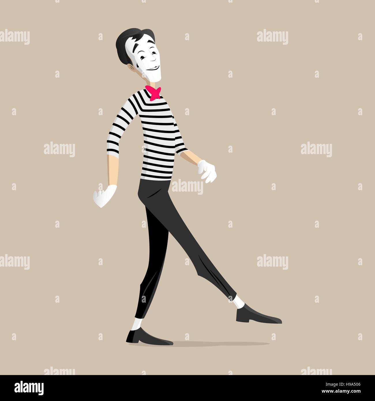 A Mime performing a pantomime called a walking in place Stock Vector