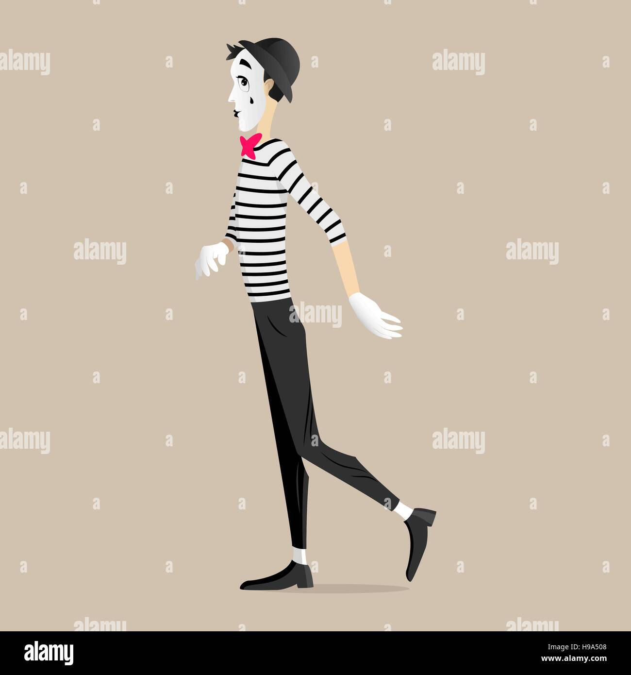 A Mime performing a pantomime called sliding walk Stock Vector