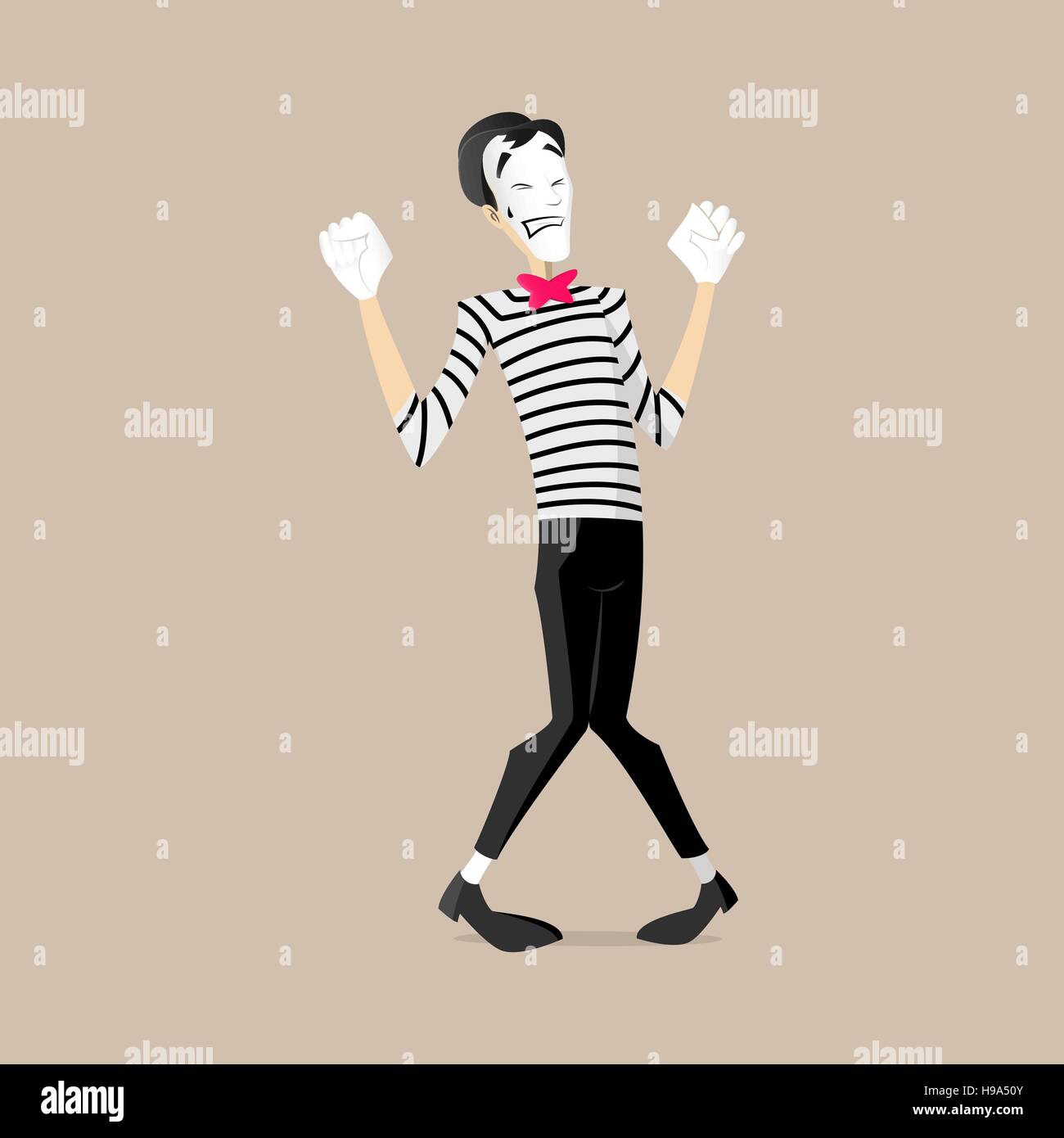 A Mime performing a pantomime called powerlifting Stock Vector