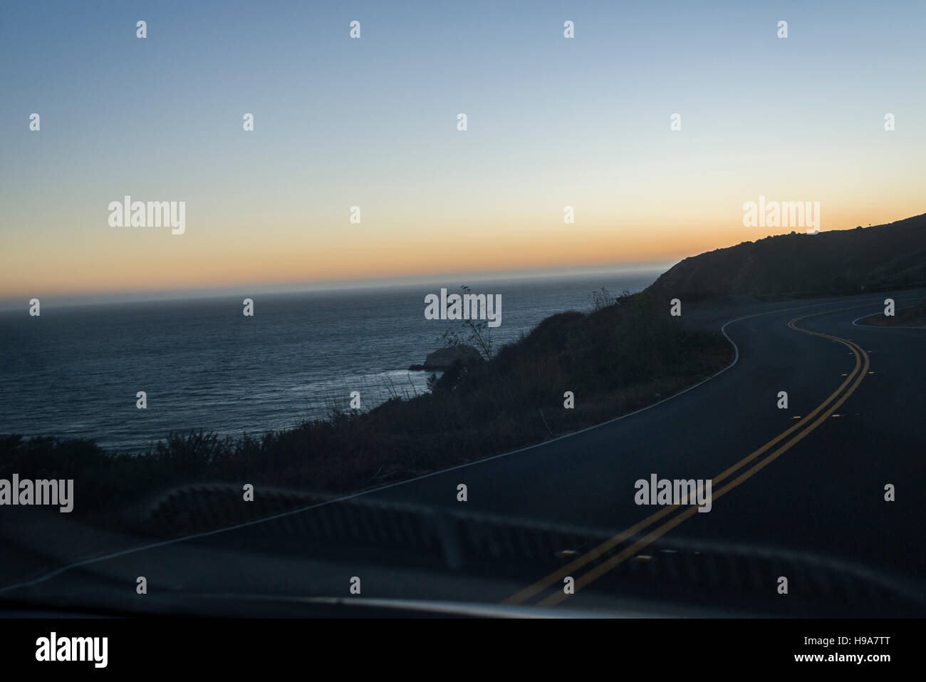 Drive along Shoreline Highway. View of Gulf of Farallones and Bolinas