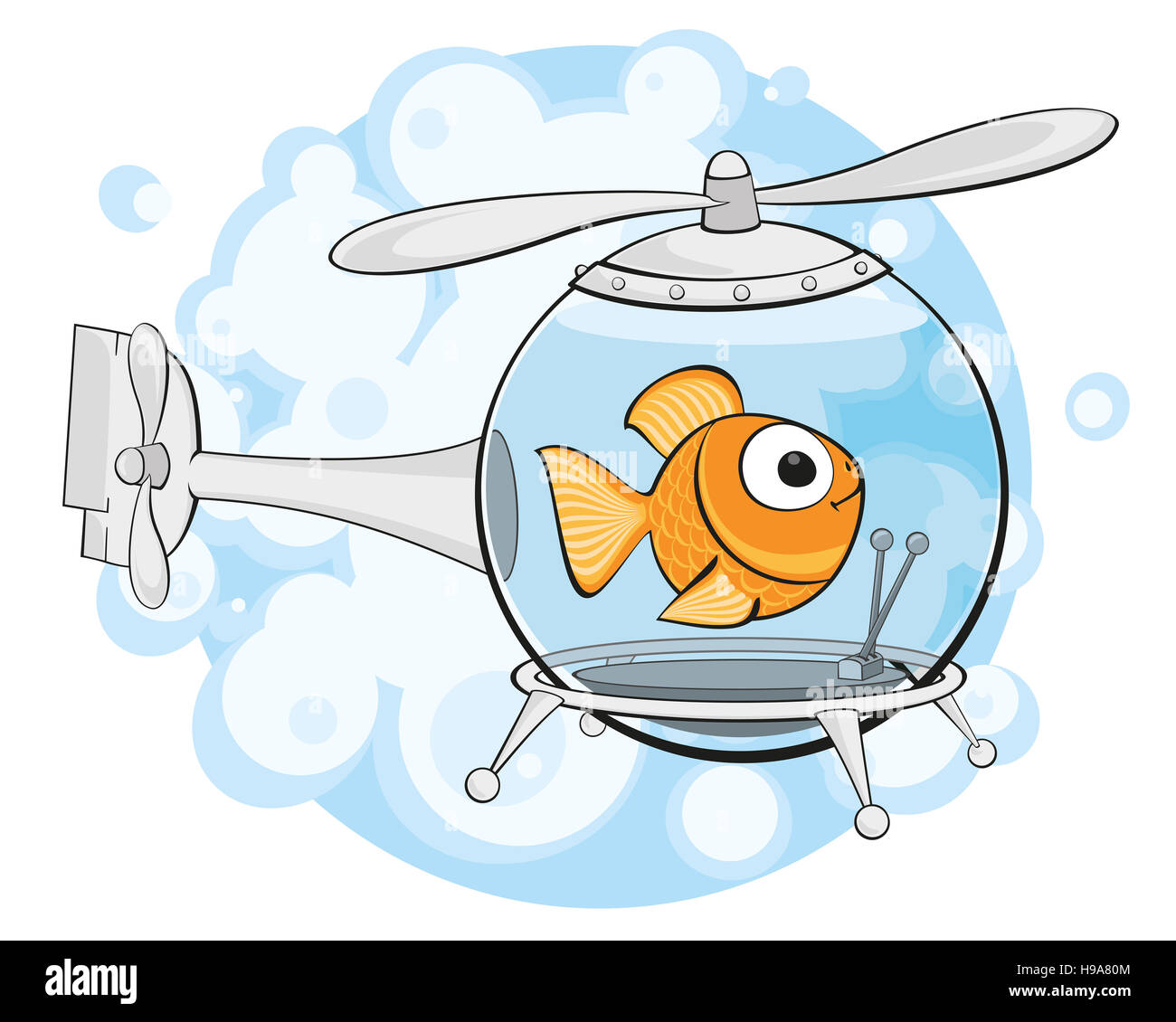 gold fish in helicopter Stock Photo