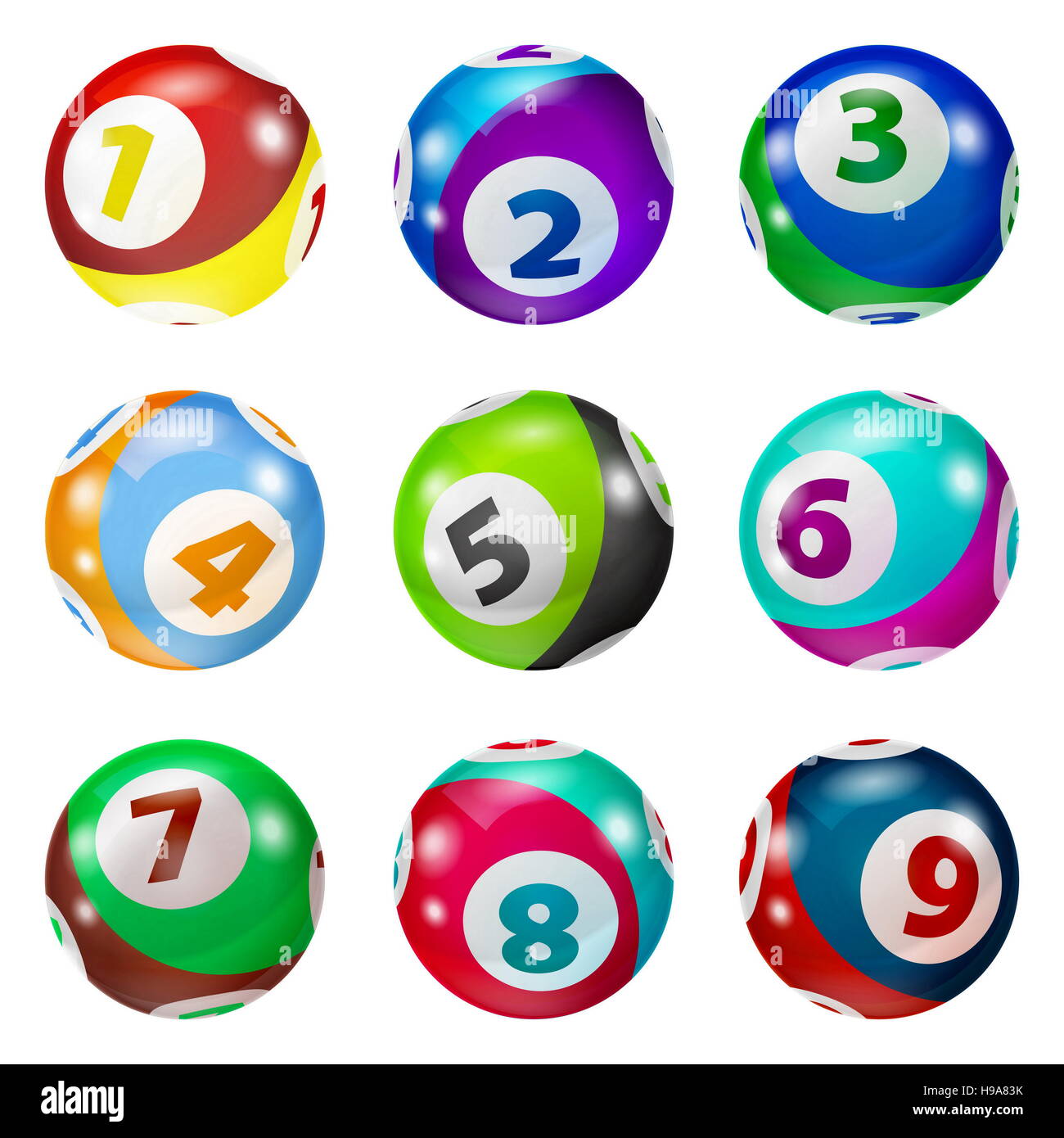 Set of Lottery Colored Number Balls Stock Photo - Alamy