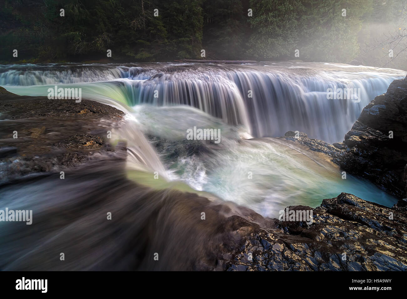 Top of Lower Lewis River Falls in Gifford Pinchot National Forest in