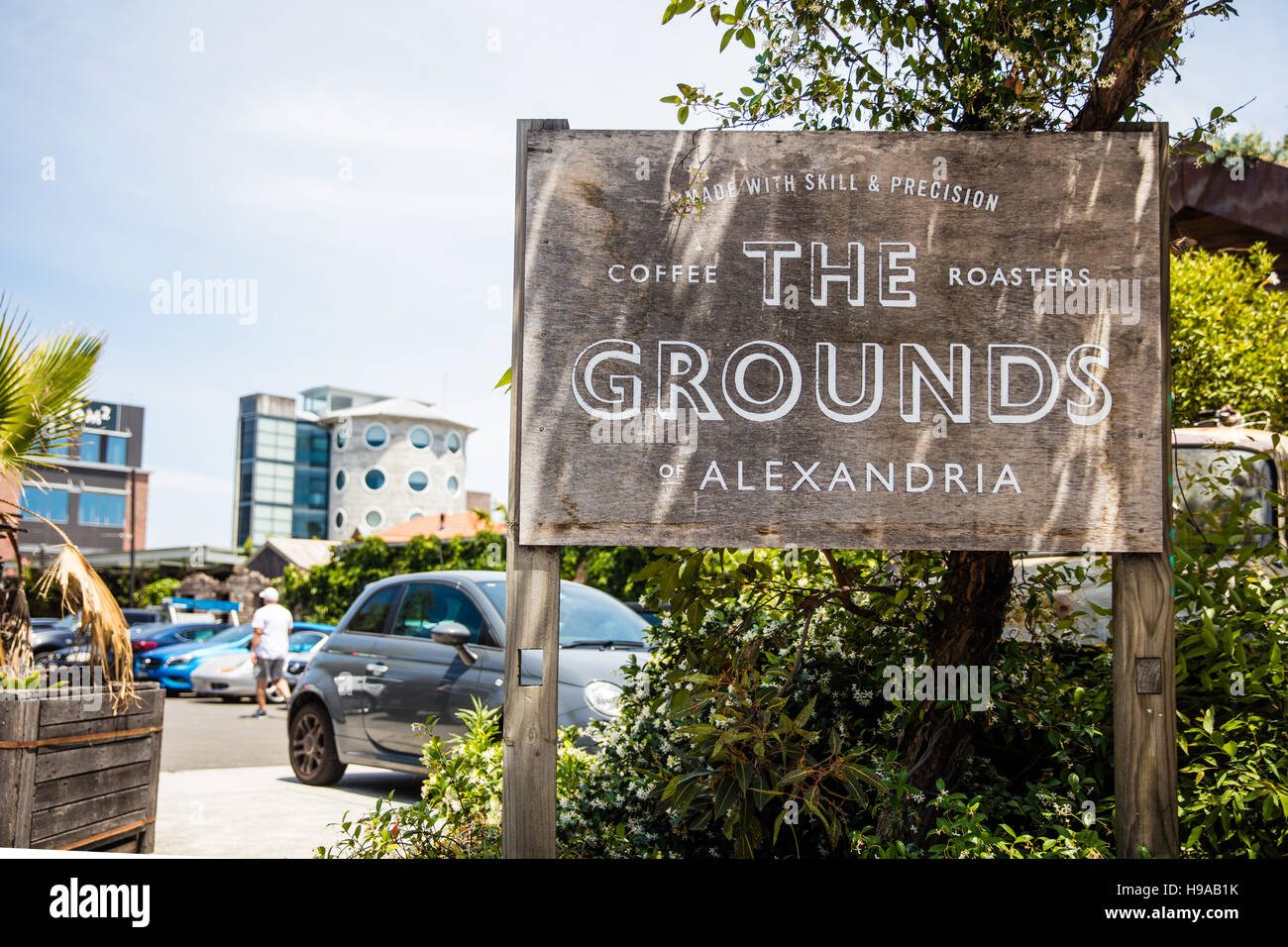 Signage and branding at The Grounds, Alexandria Sydney, Australia Stock