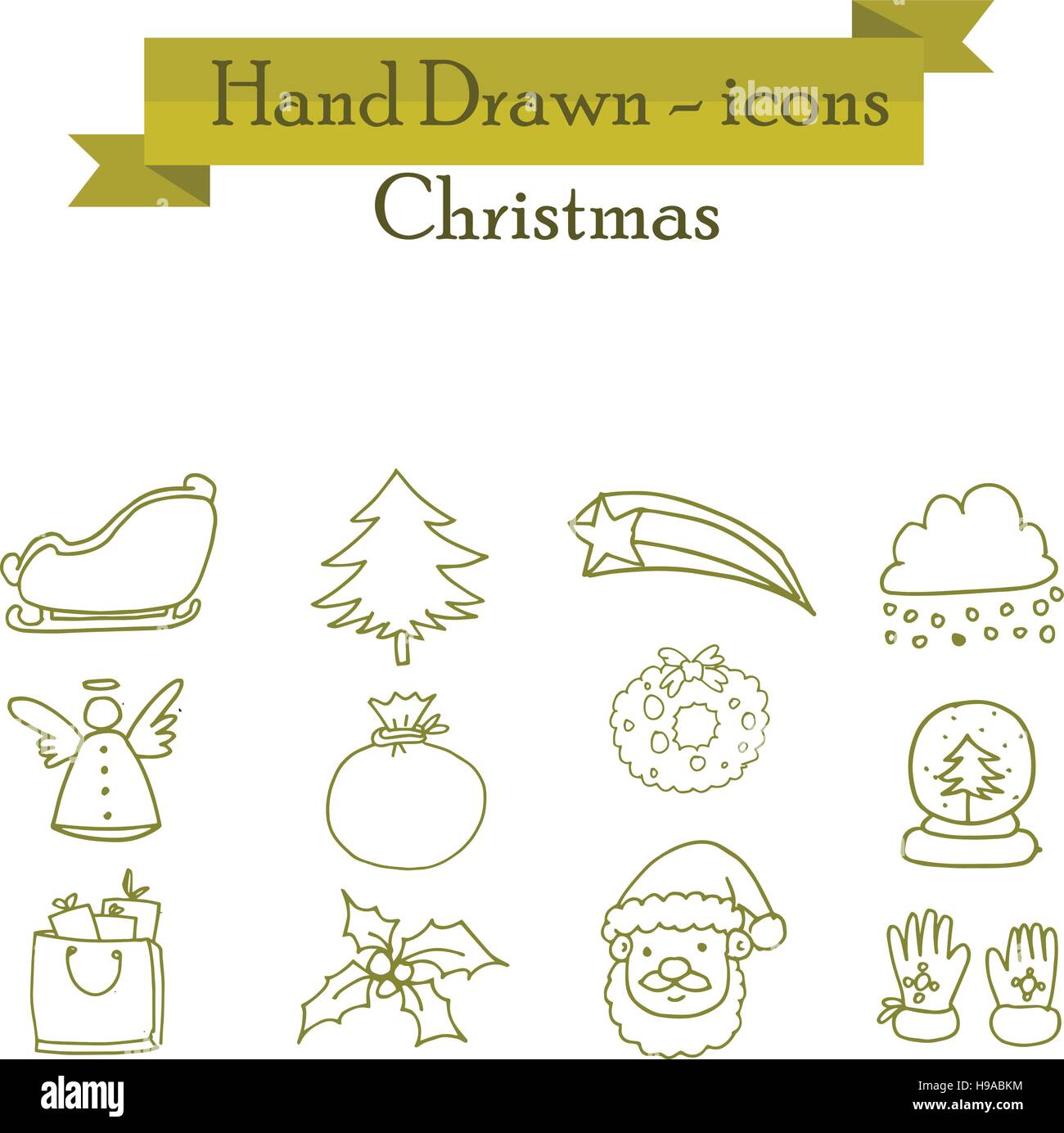 Illustration of Christmas set icons collection stock Stock Vector Image ...