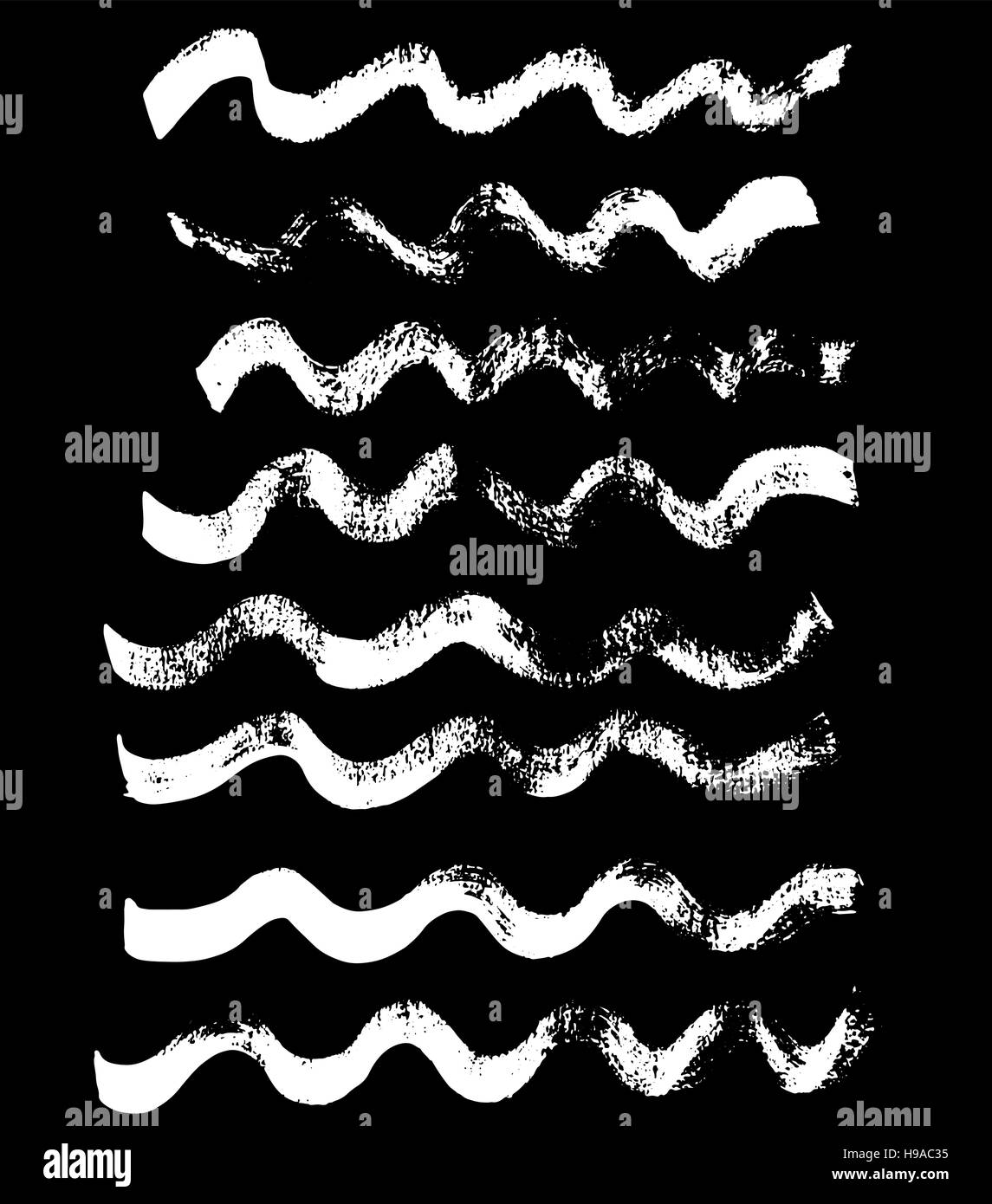 Handdrawn ink vector brush wave strokes. Vector illustration. Grunge ...