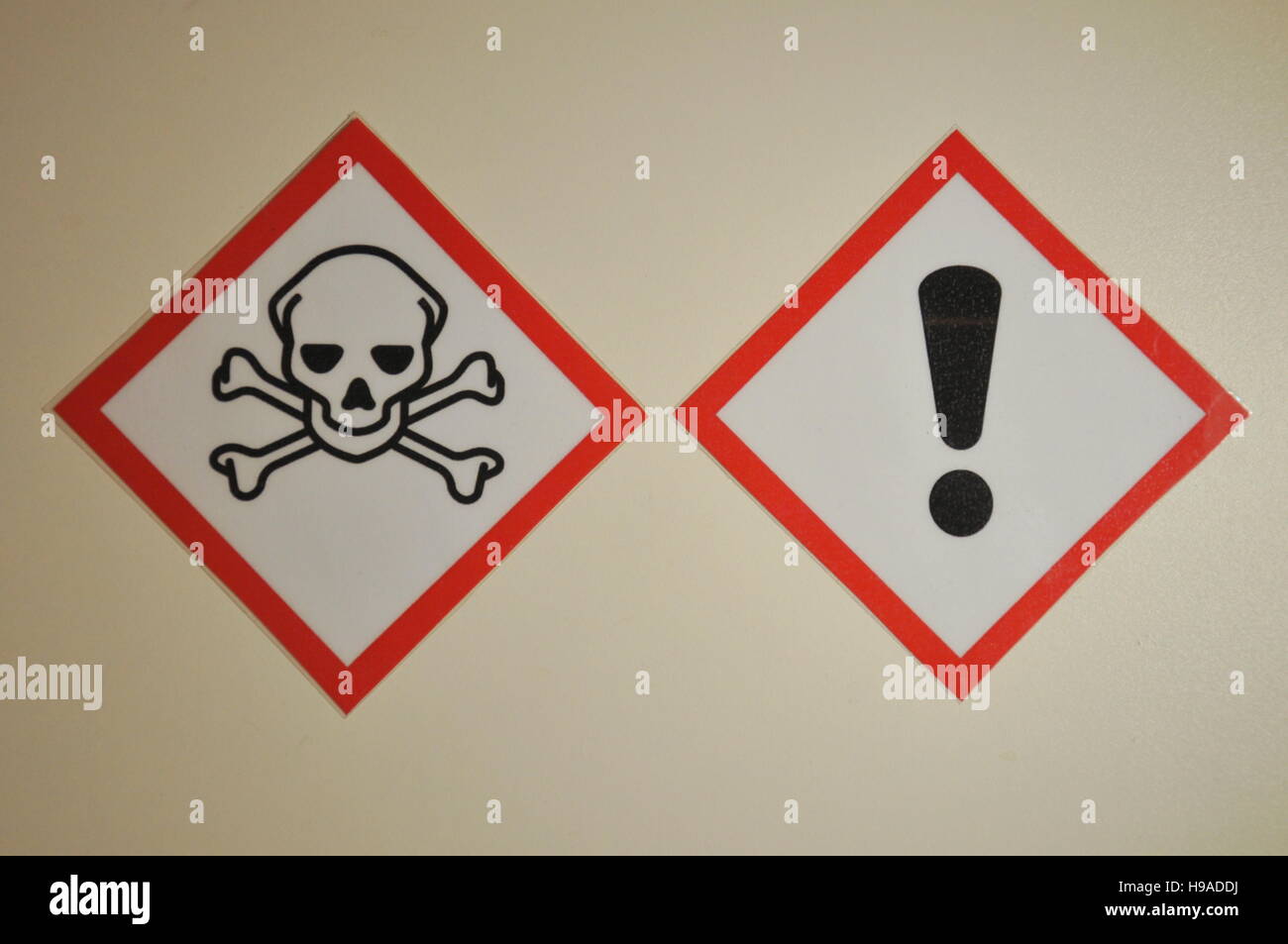 New labeling of hazardous substances, health, safety, protection, chemicals Stock Photo