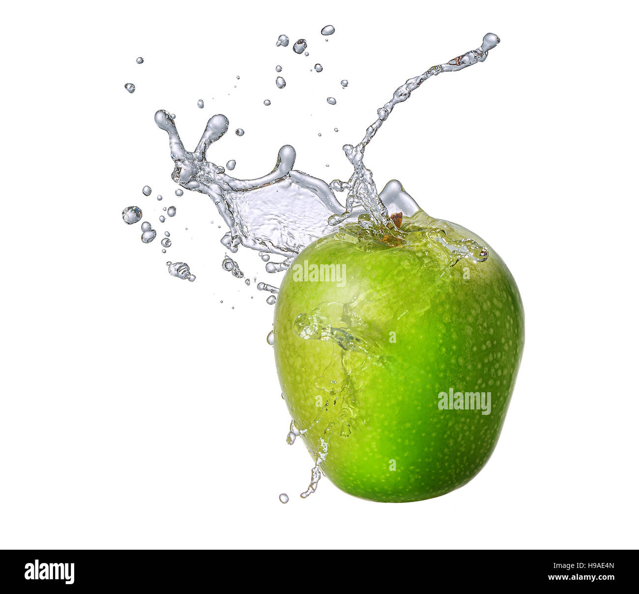 Water splash with apple isolated Stock Photo - Alamy