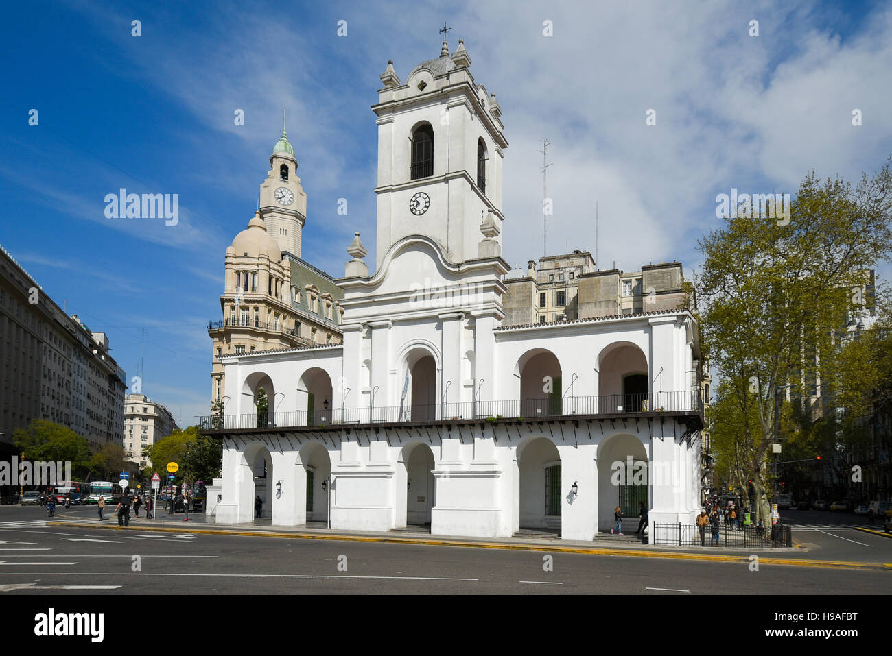 Cabildo building view from Plaza de Mayo square. Stock Photo