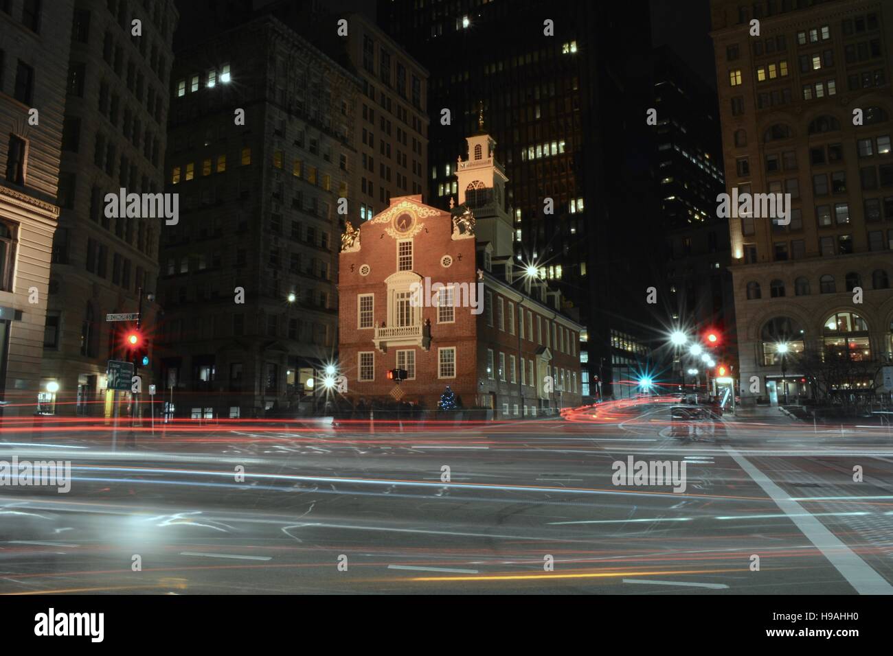 The Old State House in downtown Boston Massachusetts along the Freedom Trail. Stock Photo