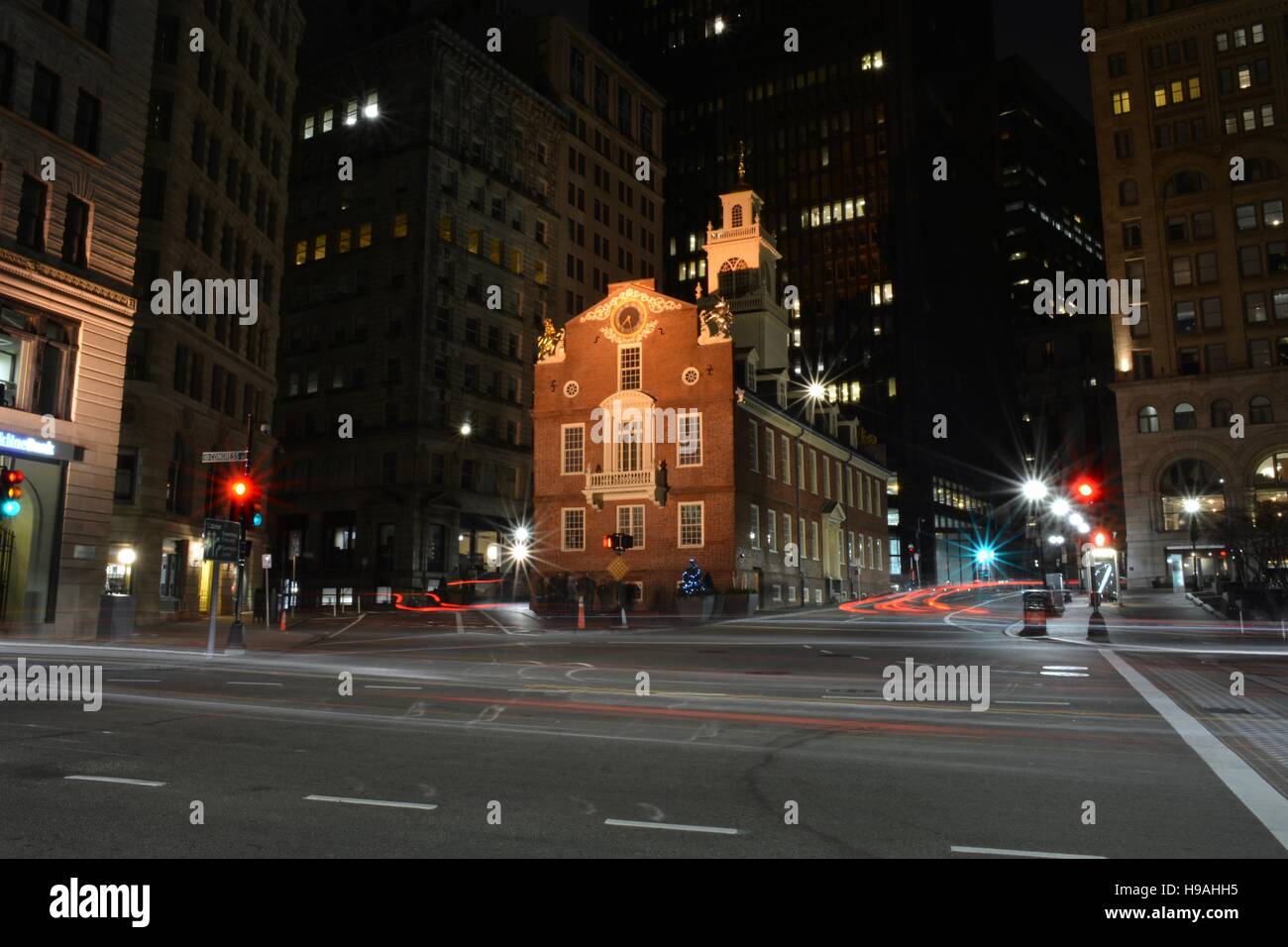 The Old State House in downtown Boston Massachusetts along the Freedom Trail. Stock Photo
