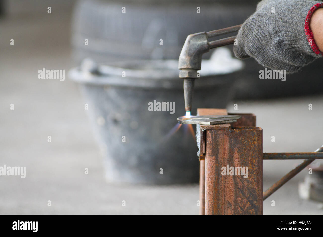 Plasma Cutting For Workpieces Stock Photo