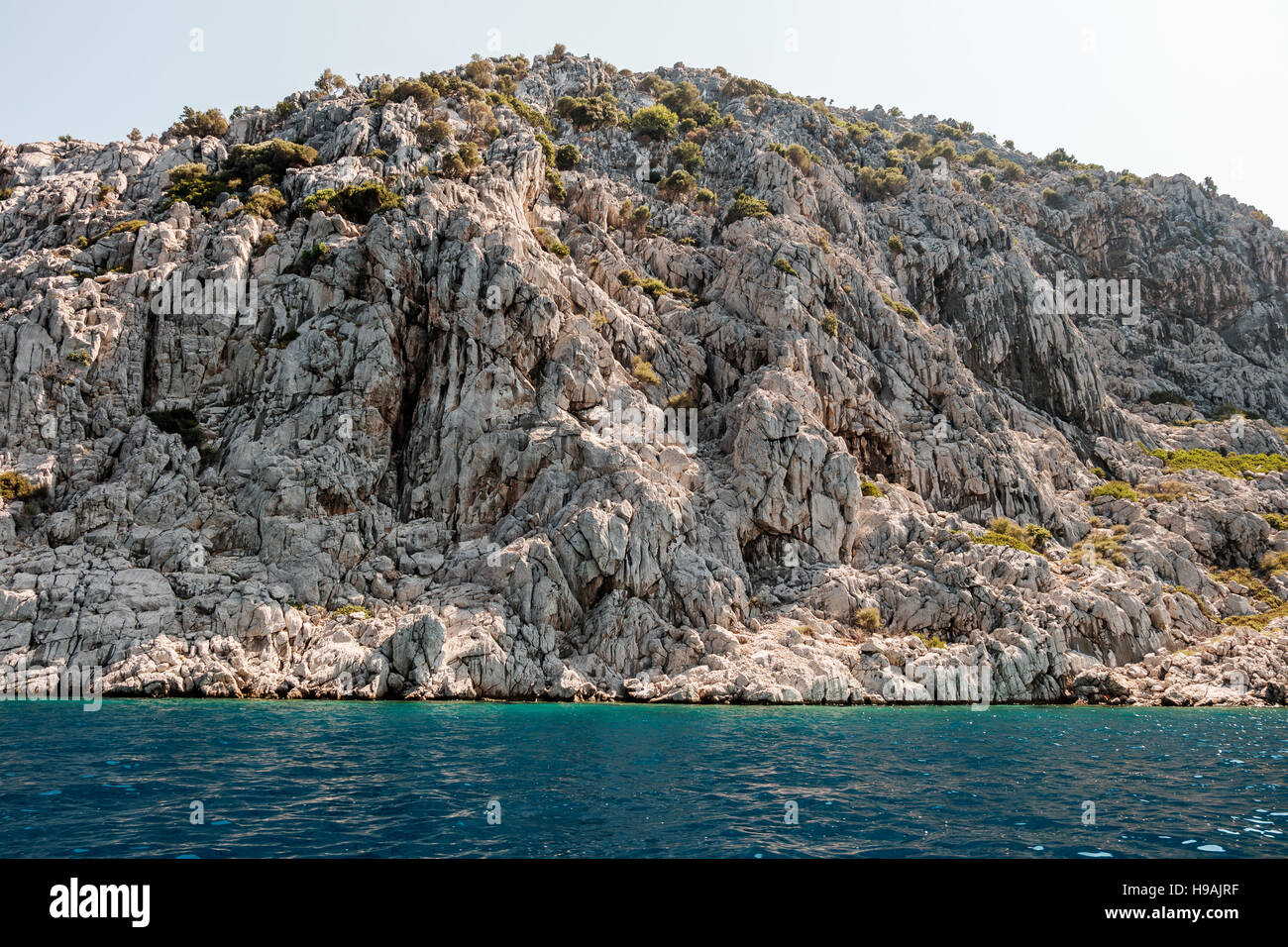 Rock coastline in the sea, Turkey Stock Photo