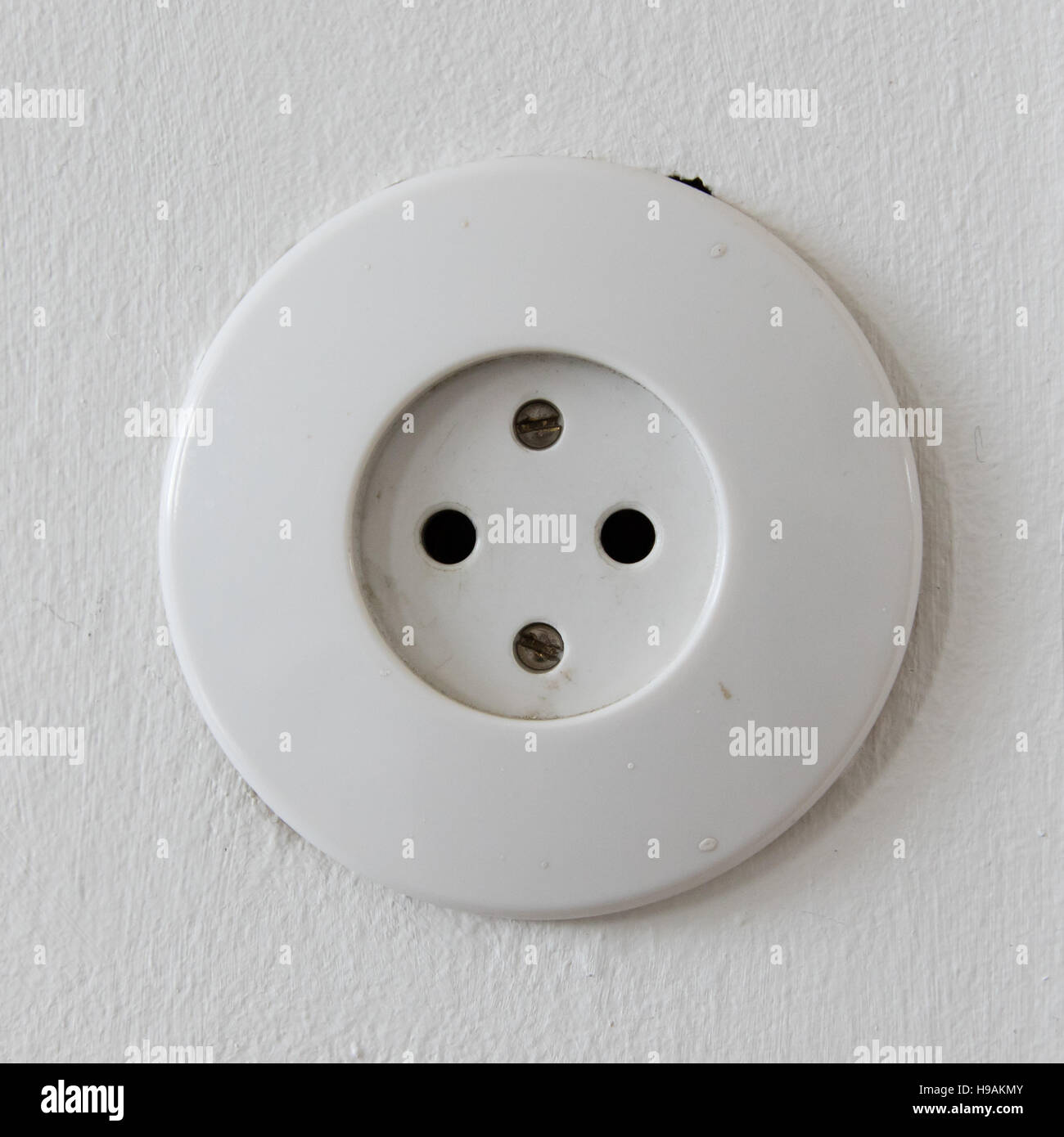 White power outlet (electricity in Iceland), isolated Stock Photo Alamy