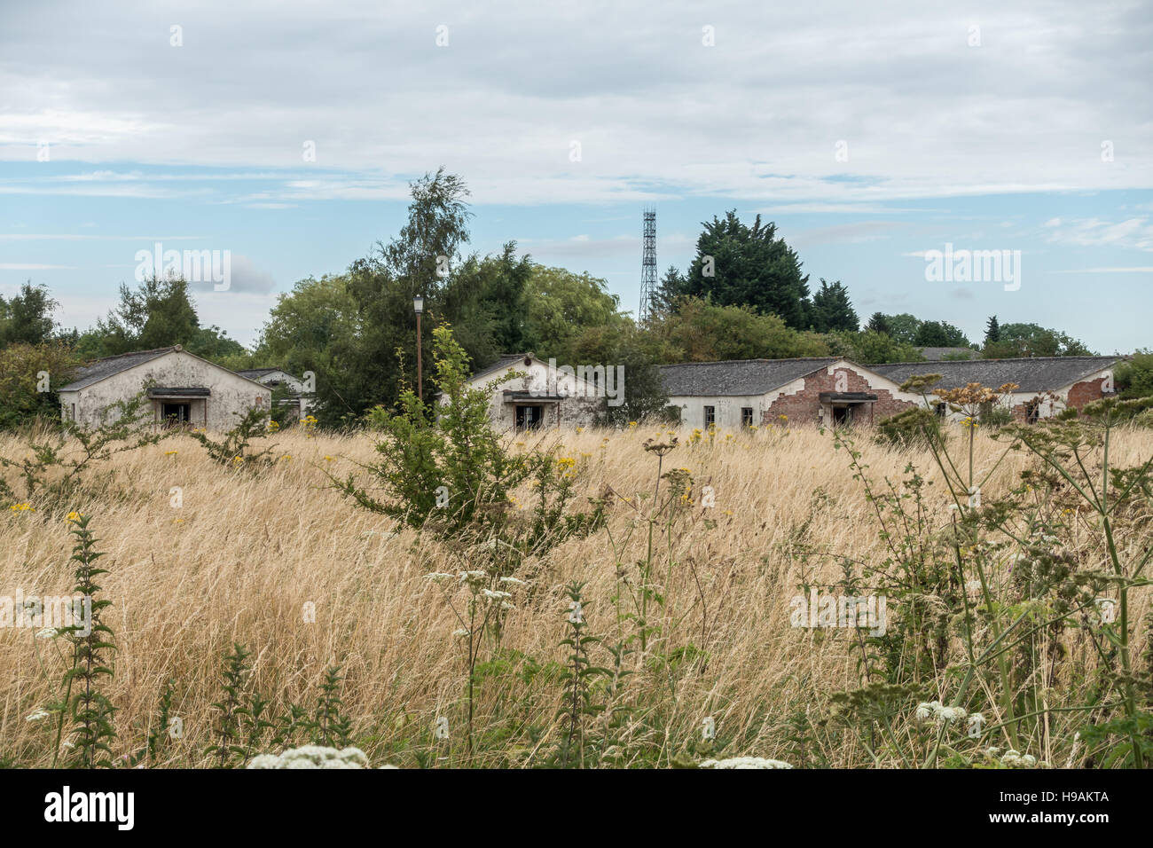 Abandoned buildings in the former RAF Upper Heyford, which was home to units from the Royal Air Force and the US Air Force. Stock Photo