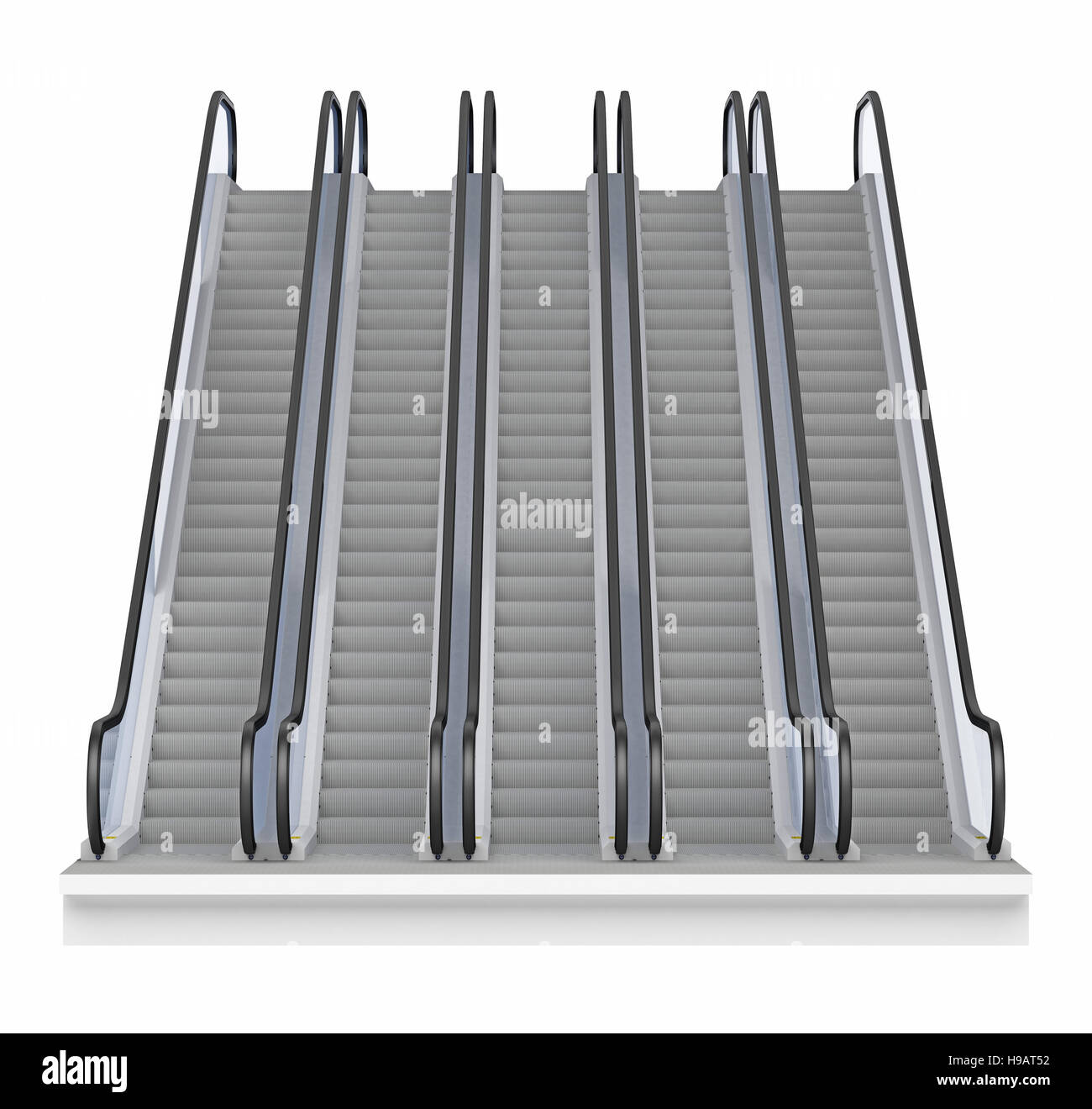 series of escalators. front view. 3d rendering Stock Photo