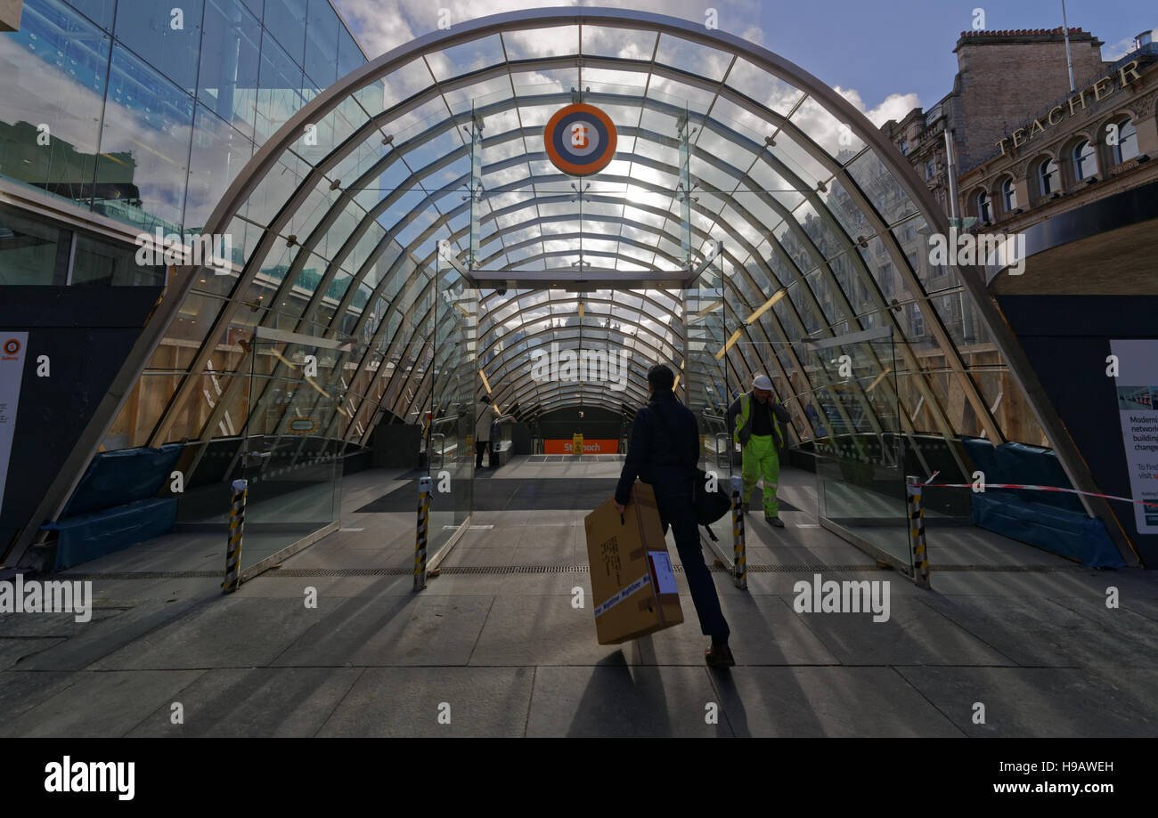 Glasgow underground or Subway entrance to st enoch station Stock Photo