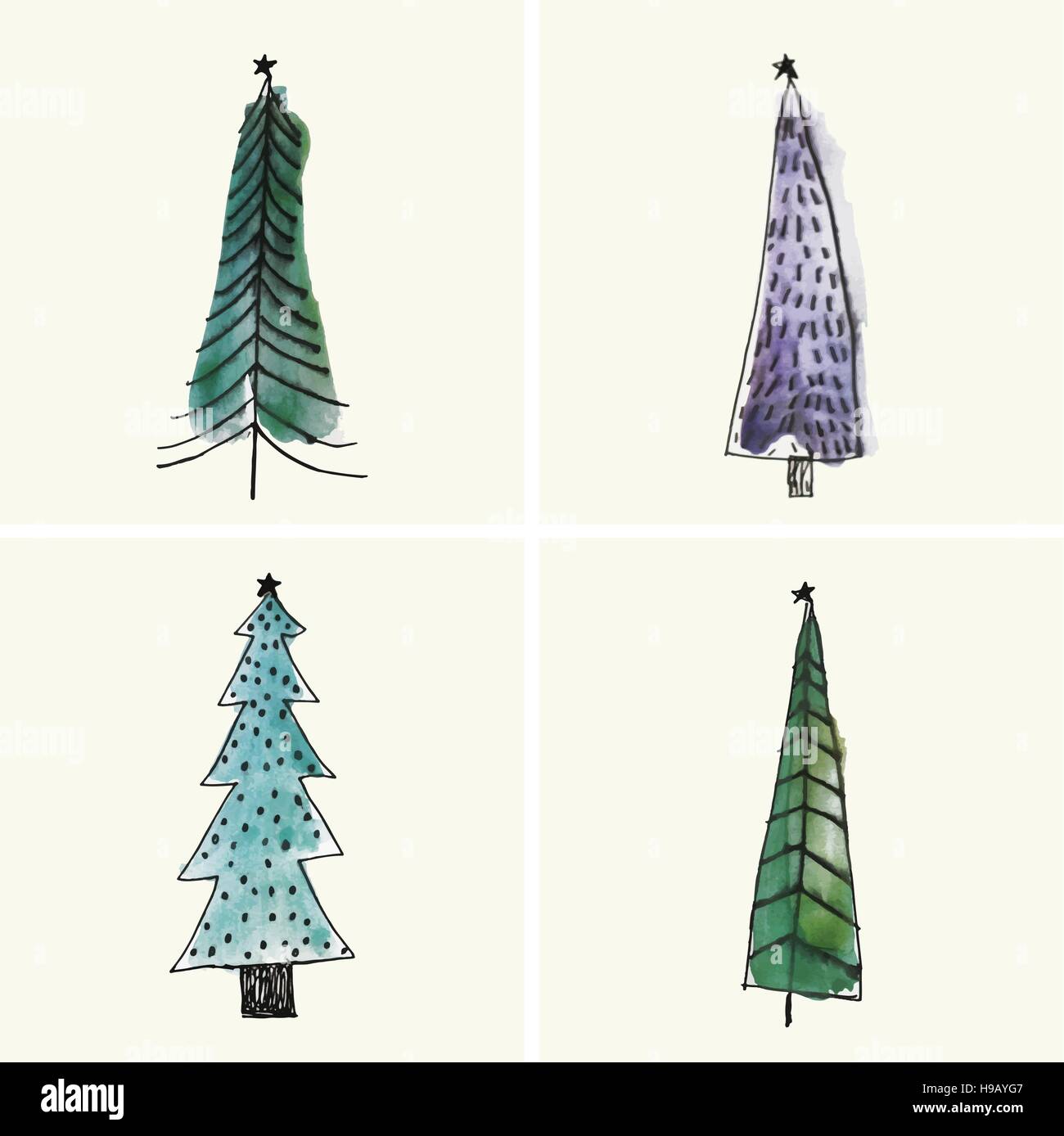 Christmas trees set Stock Vector Images Alamy