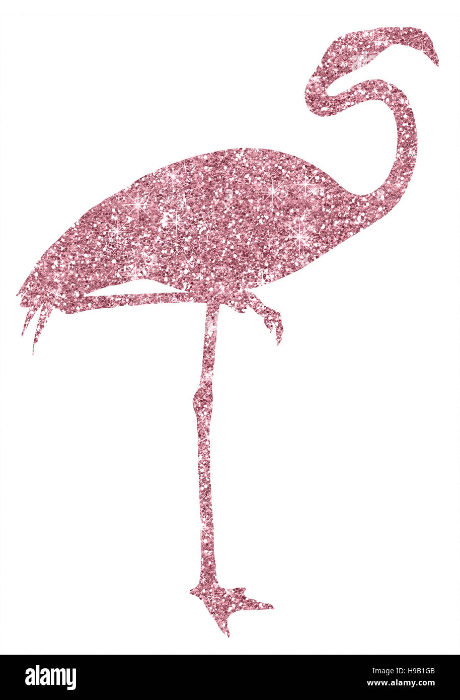 Pink Glitter Flamingo Sparkly Silhouette Stock Photo