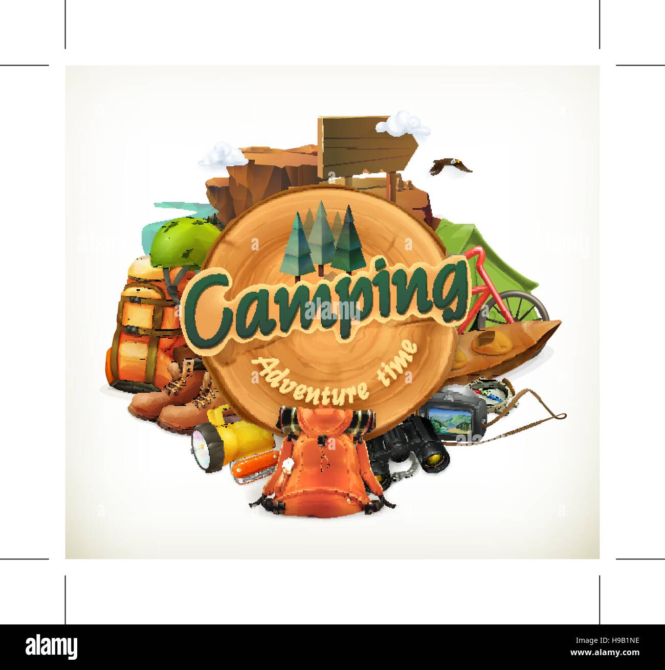 Camping adventure time vector illustration Stock Vector Image & Art - Alamy