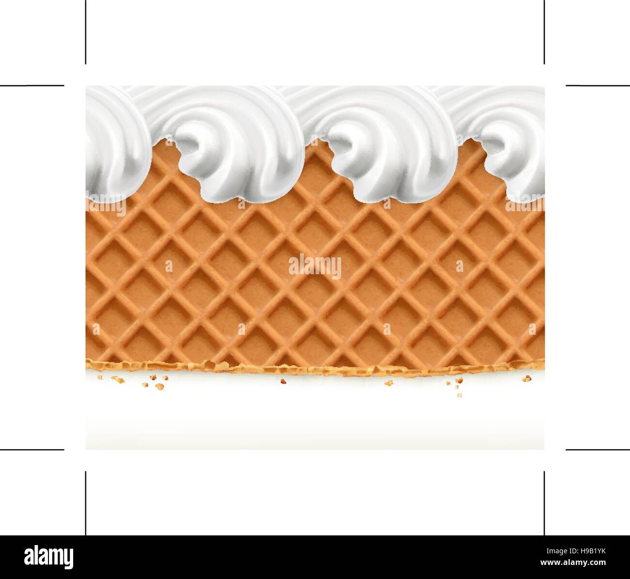 Waffles and ice cream, horizontal seamless vector pattern Stock Vector ...