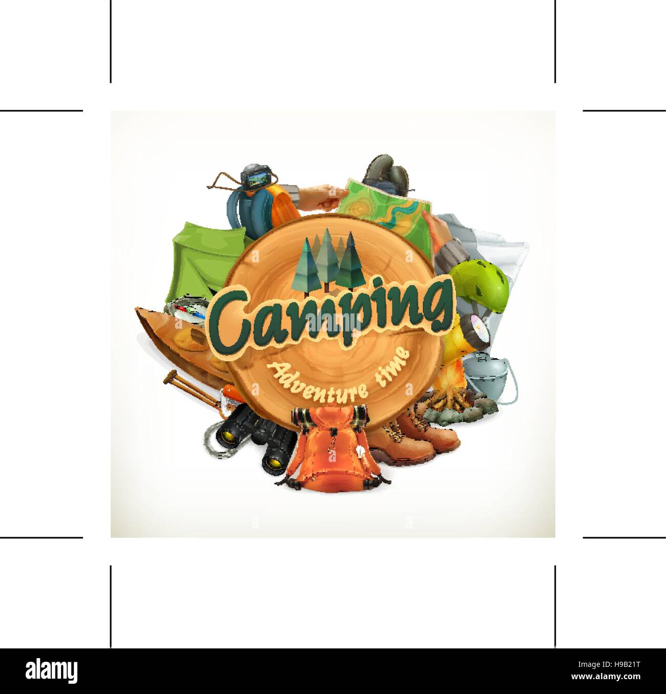 Camping Adventure Time Vector Illustration Stock Vector Image Art Alamy