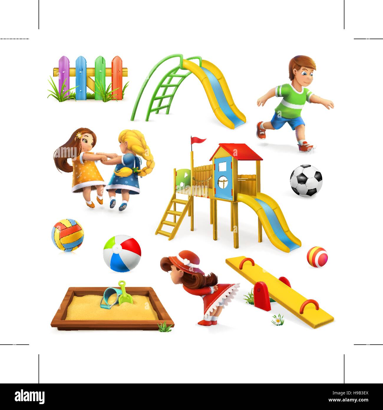 Playground, vector icon set Stock Vector