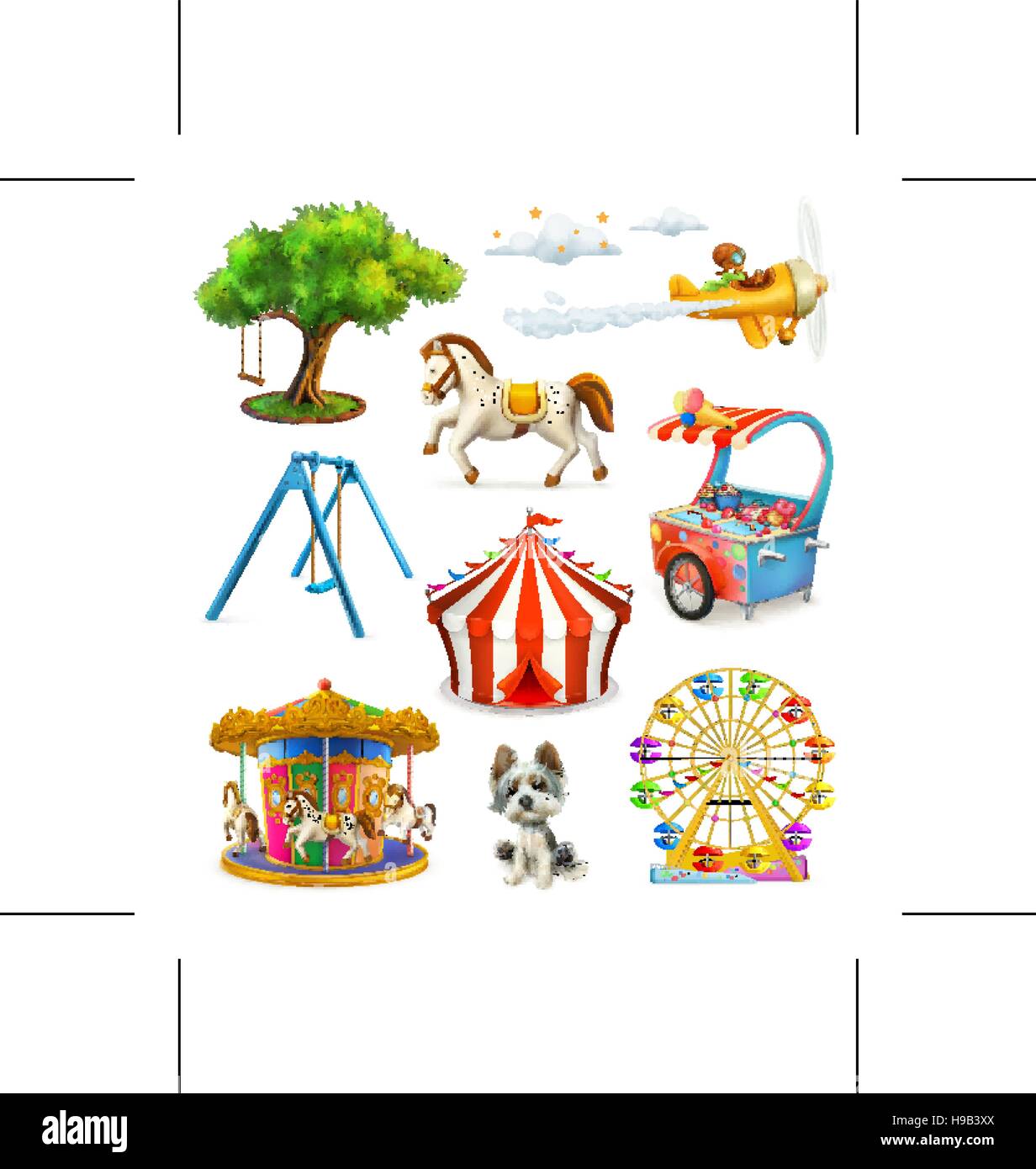 Children playground, vector icons set Stock Vector