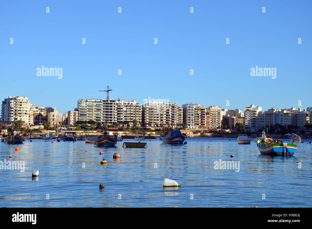 The Mediterranean village of Sliema, Malta, on a sunny December day Stock Photo