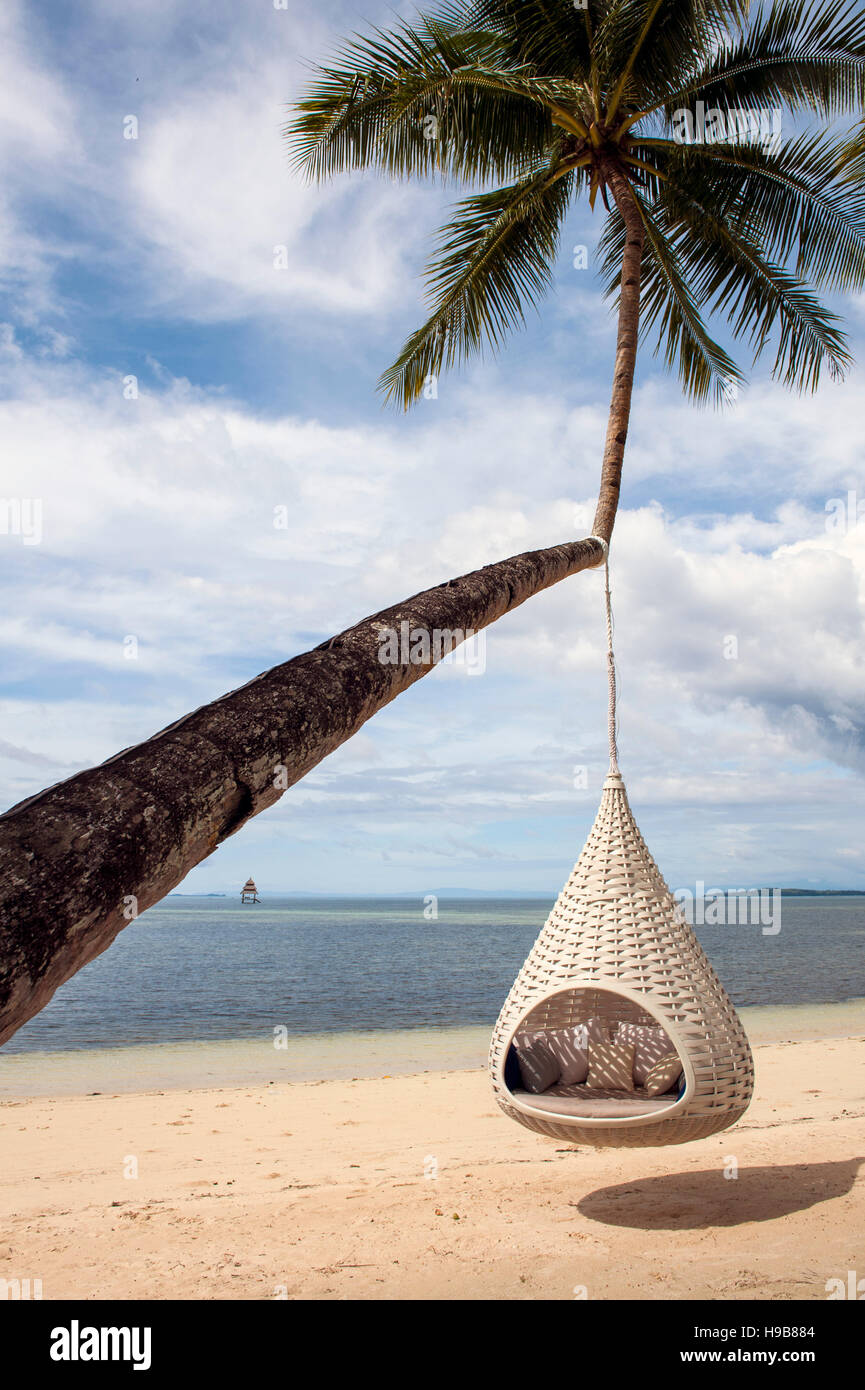 A Nestrest at Dedon Island resort, the 'outdoor lab' of Dedon furniture, a line of high-end outdoor furniture made from recycled plastic. Stock Photo