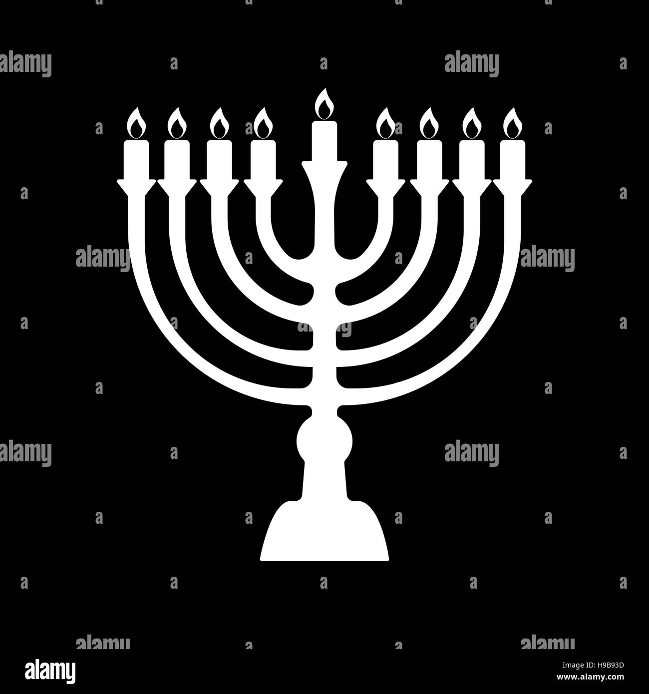 Menorah symbol of Judaism. Illustration isolated on black background. Stock Vector
